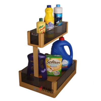 سبد شوینده چوبی تاندم آلبا مدل W1052 دو طبقه با نمای کامل باز شده