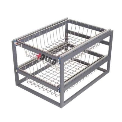 سبد دوطبقه سیب و پیاز ریل خارجی پهلو کد K1023-K1029 نصب در کابینت یونیت 30 تا 60