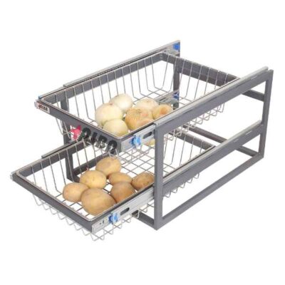 سبد ریلی کابینتی دو طبقه مخصوص سیب و پیاز با ریل چینی – کد K1023-K1029