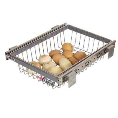 اکسسوری کابینت آلبا مدل سبد سیب و پیاز ریل خارجی پهلو کد K1016-K1022 عمق 50 سانت و ارتفاع 11 سانتی‌متر