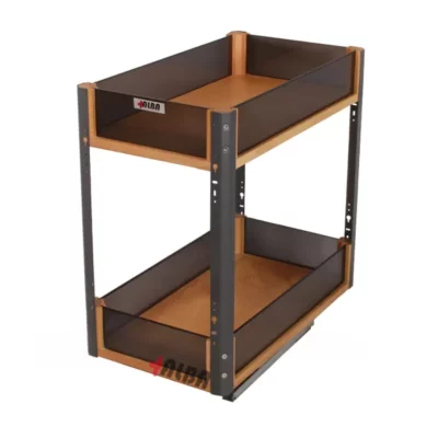 مینی سوپر ریل کف آلبا مدل وودکس با طبقات چوبی و دیواره شیشه‌ای دودی برای یونیت‌های ۱۵ تا ۶۰ سانتی‌متر