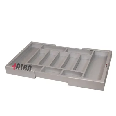 جا قاشقی ریگلاژی چوبی با کف چرم نقره‌ای مدل B1034