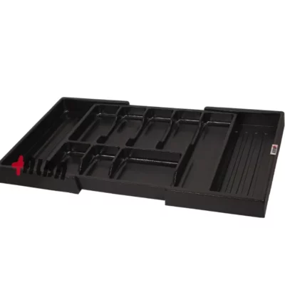 جا قاشقی ریگلاژی چوبی کف چرم مشکی آلبا مدل B1032 باز شده