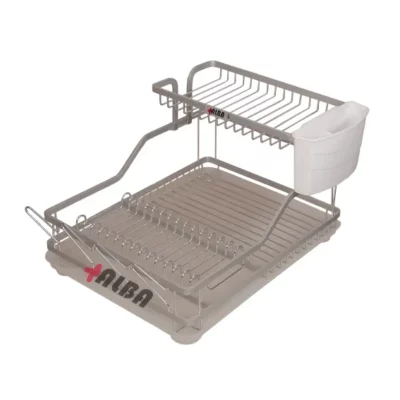 جاظرفی رومیزی آلومینیومی نقره‌ای آلبا مدل A1044 در حالت خالی با طراحی یک‌ونیم طبقه و پوشش مات