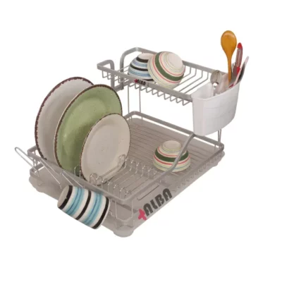 جاظرفی آلومینیومی رومیزی رنگ نقره‌ای برند آلبا مدل A1044، بدون ظروف، طراحی مدرن