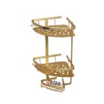 سبد کنج حمام آلومینیومی طلایی دو طبقه مدل A1083 آلبا با طراحی زاویه‌دار کف ورقی
