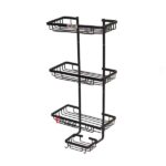 سبد آلومینیومی سه طبقه حمام مشکی مستطیلی مدل A1085 برند آلبا