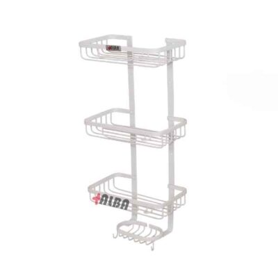 سبد سفید آلومینیومی سه طبقه مستطیلی مدل A1086 برند آلبا مخصوص حمام