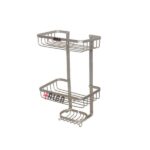 سبد حمام آلومینیومی دو طبقه نقره‌ای مستطیلی مدل A1088 آلبا