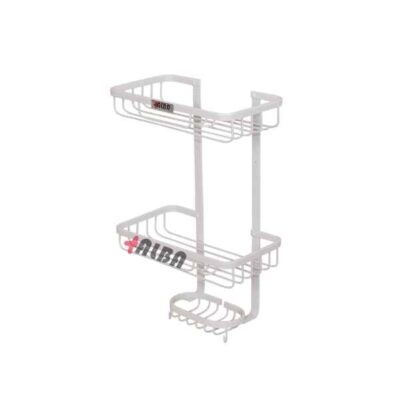 سبد حمام آلومینیومی دو طبقه سفید مستطیلی مدل A1090 آلبا