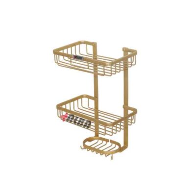 سبد حمام آلومینیومی دو طبقه طلایی آلبا مدل A1091