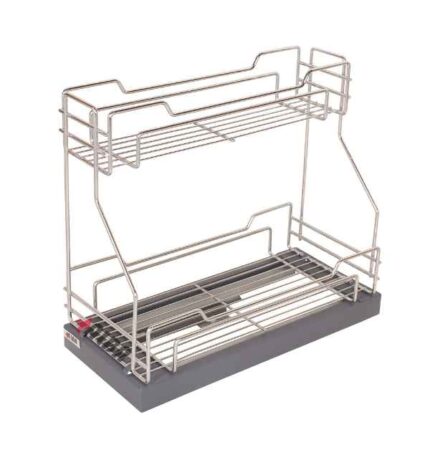 سبد مواد شوینده آلبا مدل K2038 در حالت بسته داخل کابینت با ریل ساچمه‌ای کف