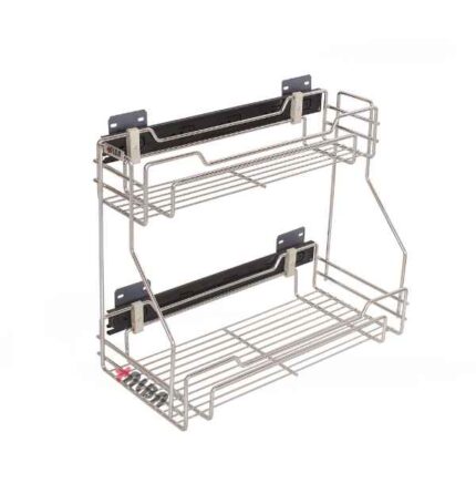 سبد دو طبقه مواد شوینده اکو آلبا مدل E1140 نصب شده در کابینت با ریل خارجی