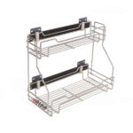 سبد دو طبقه شوینده آلبا مدل E1141 با ریل ایرانی نصب شده در کابینت