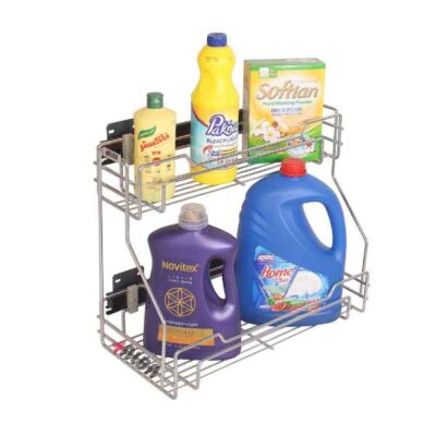 سبد مواد شوینده بغل اکو آلبا مدل E1141 دو طبقه با ریل ایرانی در حالت باز