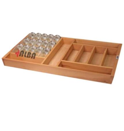 جا قاشقی چوبی ادویه‌دار آلبا مدل B1040 در کشوی کابینت