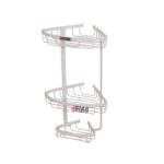 سبد کنج حمام آلومینیومی سفید دو طبقه مدل A1074 آلبا، مقاوم در برابر رطوبت و طراحی زیبا