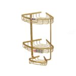 سبد کنج حمام آلومینیومی طلایی دو طبقه مدل A1075 آلبا با پوشش مقاوم و طراحی لوکس