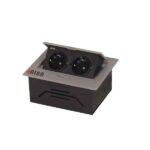 پریز توکار نقره‌ای دو سوکته برق مدل 1046 مارک آلبا با طراحی توکار و ابعاد استاندارد