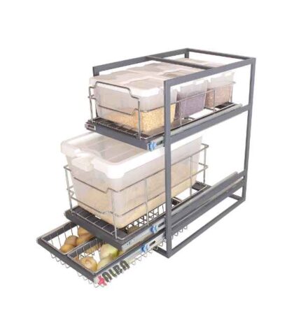 عکس سبد کابینتی سه طبقه آلبا مدل اکو کد E1171 با ریل کف ایرانی و ساختار مقاوم برای نصب در یونیت عرض 40