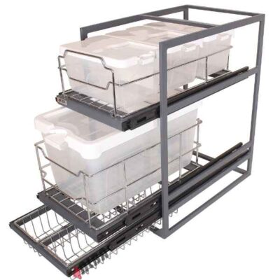 سبد ترکیبی سه طبقه مدل K1043 آلبا مناسب یونیت 40 با ارتفاع 70 سانتی‌متر و ریل پهلو مقاوم