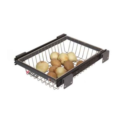 سبد سیب و پیاز ریل پهلو اکونومی آلبا کد E1148 ارتفاع 11 سانتی‌متر عمق 50 مناسب یونیت 30-60 با ریل ساچمه‌ای ایرانی