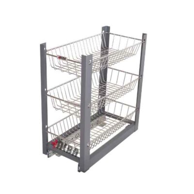 سبد سیب و پیاز ریل کف سه طبقه کد E1163-E1168 با ارتفاع 62 سانتی‌متر و عمق 47 سانتی‌متر مناسب یونیت‌های 30 تا 60 سانتی‌متر، ریل کف ایرانی