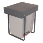 سطل زباله ریلی کف اکونومی سایز بزرگ آلبا مدل E1173 با ریل ساچمه‌ای ایرانی و مخزن تک طوسی روشن مناسب یونیت ۴۰