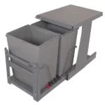 سطل زباله ریلی کف سایز کوچک آلبا مدل S1010 با ریل تاندم آرام‌بند نصب‌شده داخل کابینت یونیت ۳۰ سانتی‌متر