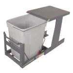 سطل زباله ریلی تک مخزنه آلبا مدل S1012 با ریل کف ساچمه‌ای و رنگ طوسی روشن، مناسب یونیت ۴۰ سانتی‌متر